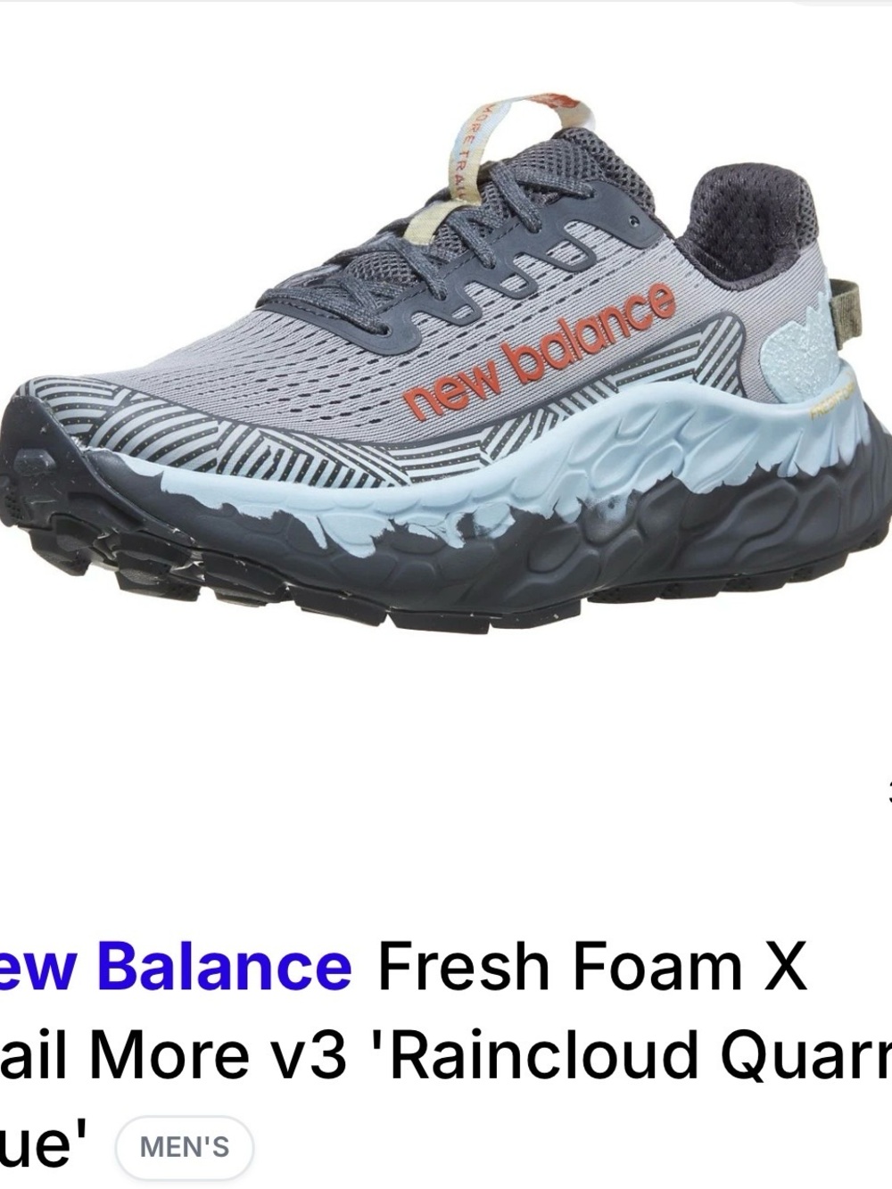 New Balance Fresh Foam X Trail More v3 'Raincloud Quarry Blue' size 9.5 men’s